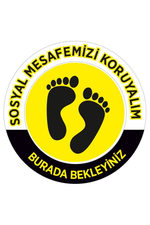 Please Let's Keep Social Distance for Your Health Text Yellow Black Color Sticker 45X45Cm 10 Pieces