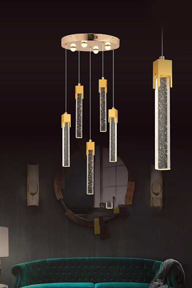 5w 5'li Gold Sarkıt Led Avize - 1