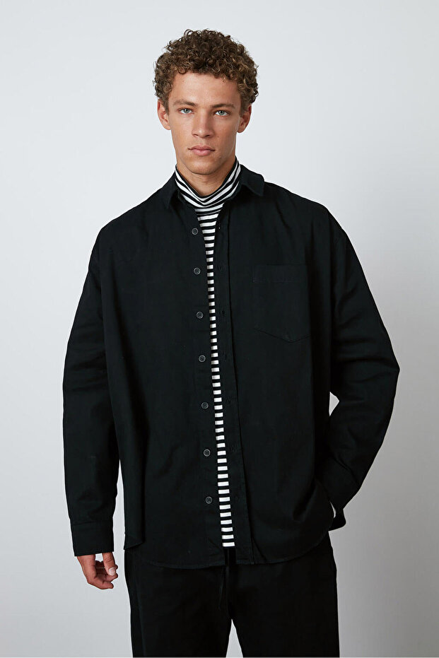 Oversize Gabardin Gömlek - 2