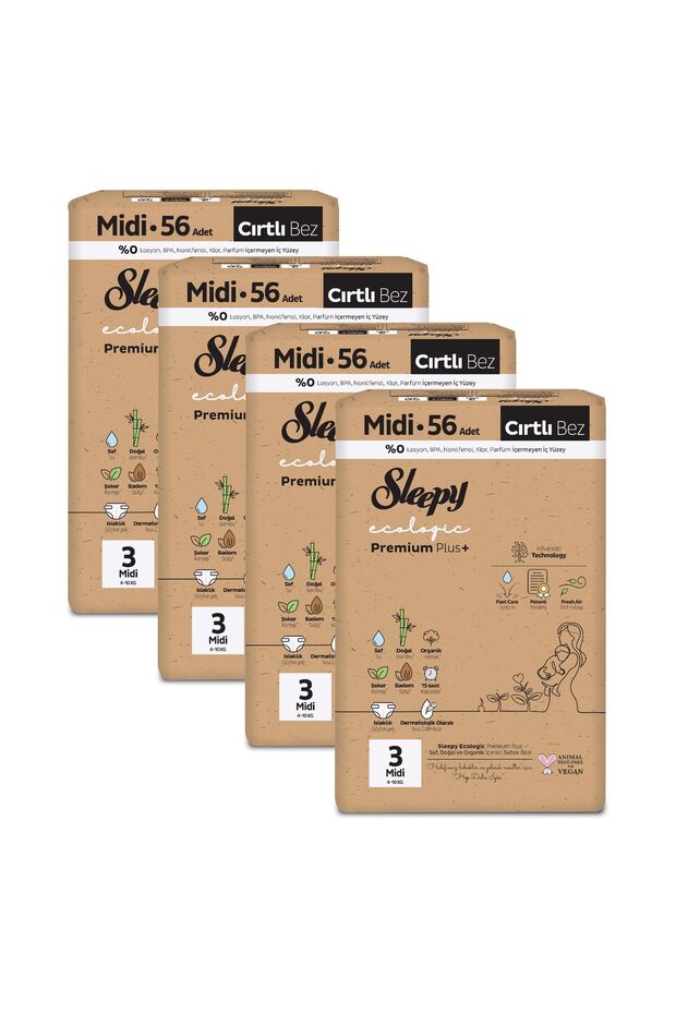 Ecologic Premium Plus Efsane Paket Bebek Bezi 3 Numara Midi 224 Adet - 4