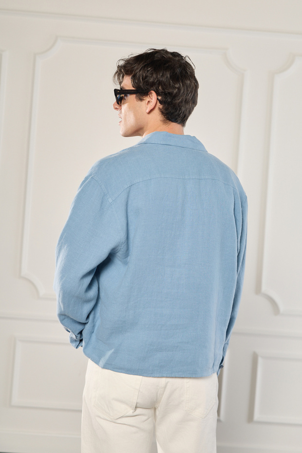 %100 Keten Oversize Gömlek - 4