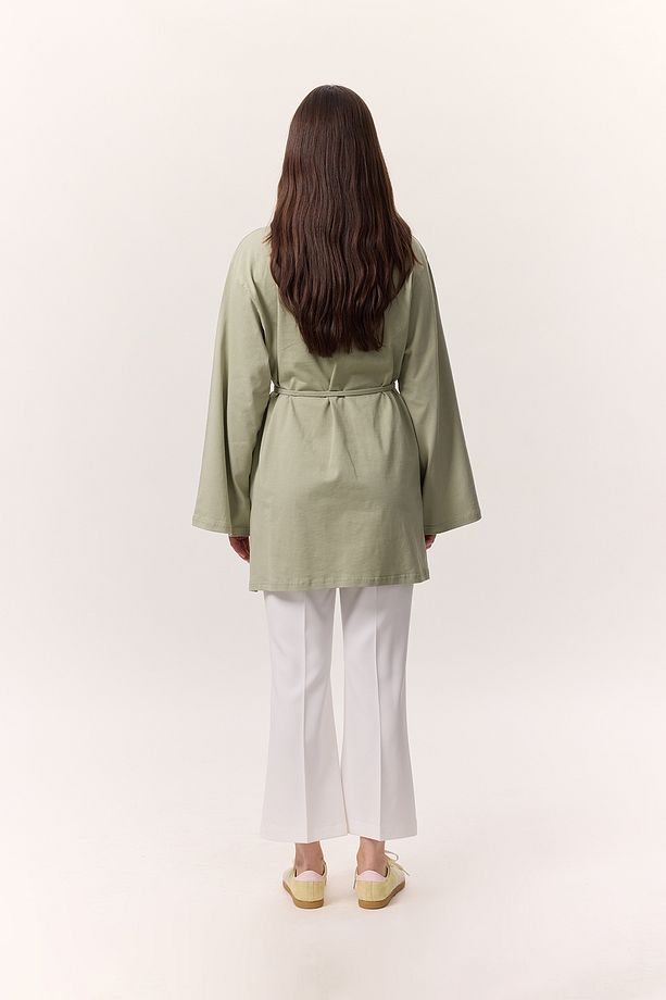 BAĞLAMA DETAYLI OVERSIZE TSHIRT ÇAĞLA YEŞİLİ - 8
