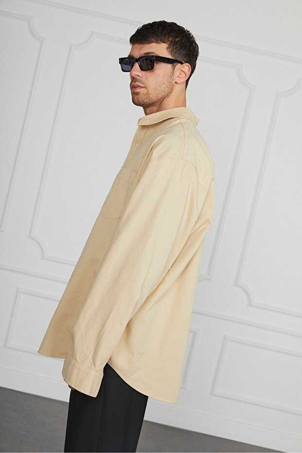 Oversize Gabardin Gömlek - 4