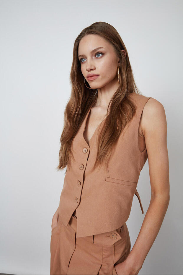 Arkası Kemerli Yelek - 1