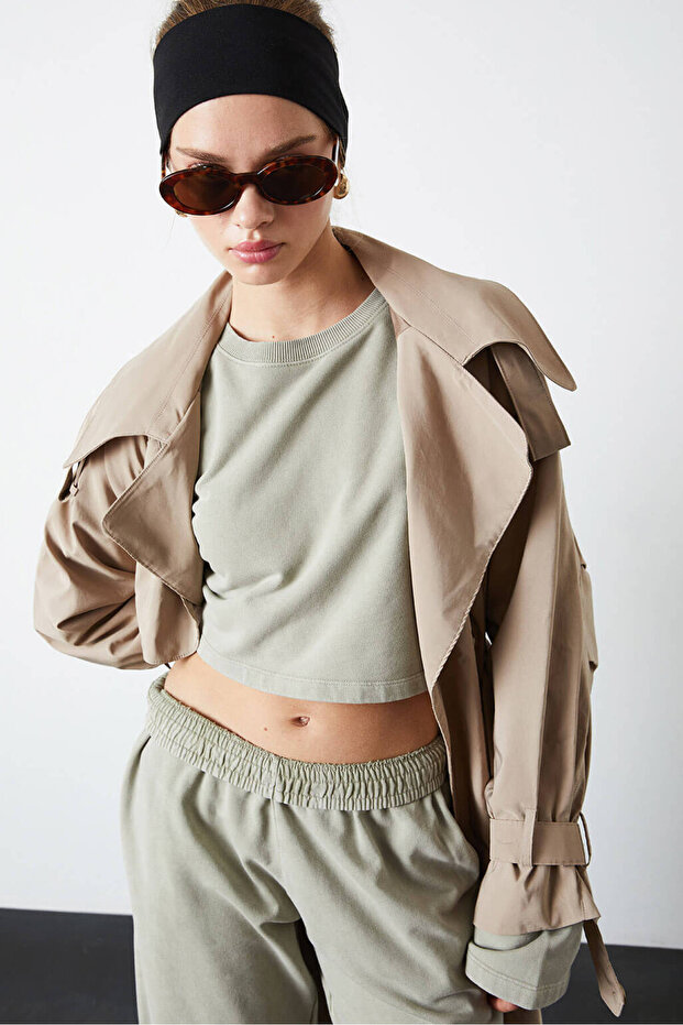 Yıkamalı Crop Sweatshirt - 2