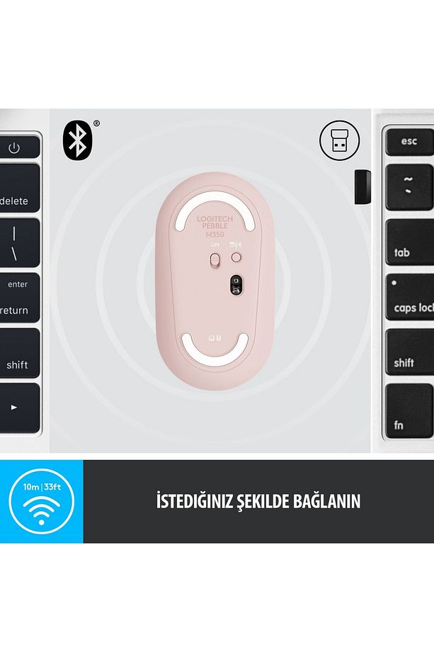 M350 PEBBLE MOUSE FARE 2.4GHZ USB WİRELESS VE BLUETOOTHLU SESSİZ - 4