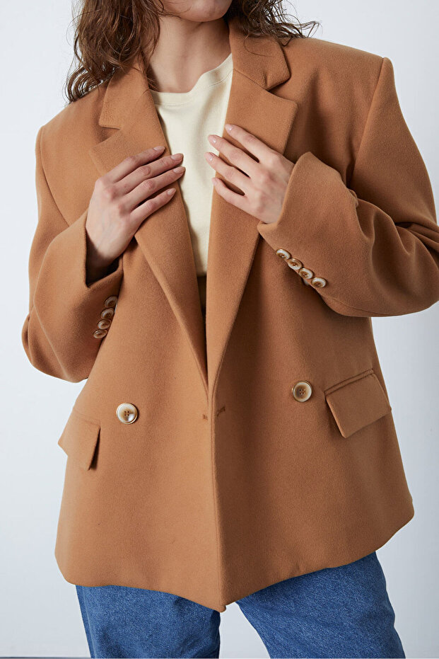 Kruvaze Kaşe Ceket - 4