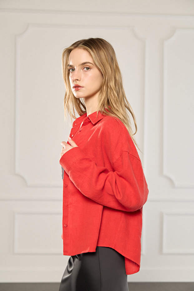 Basic %100 Keten Gömlek - 2