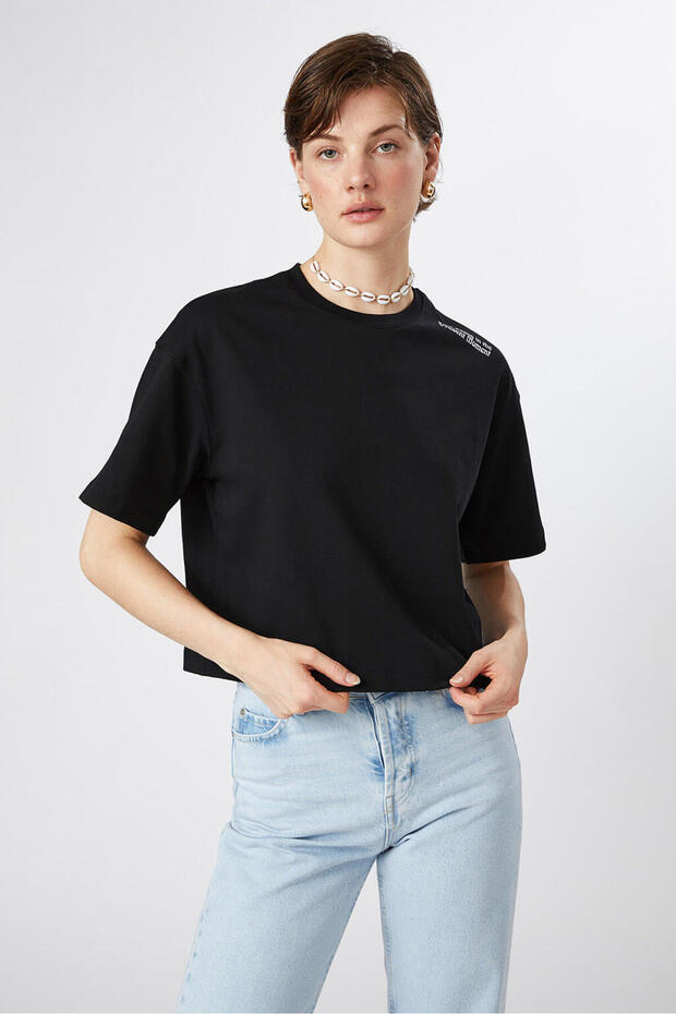 Baskılı Crop Tshirt - 3