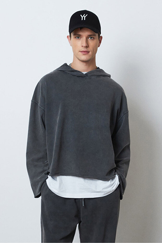 Yıkamalı Kapüşonlu Sweatshirt - 3