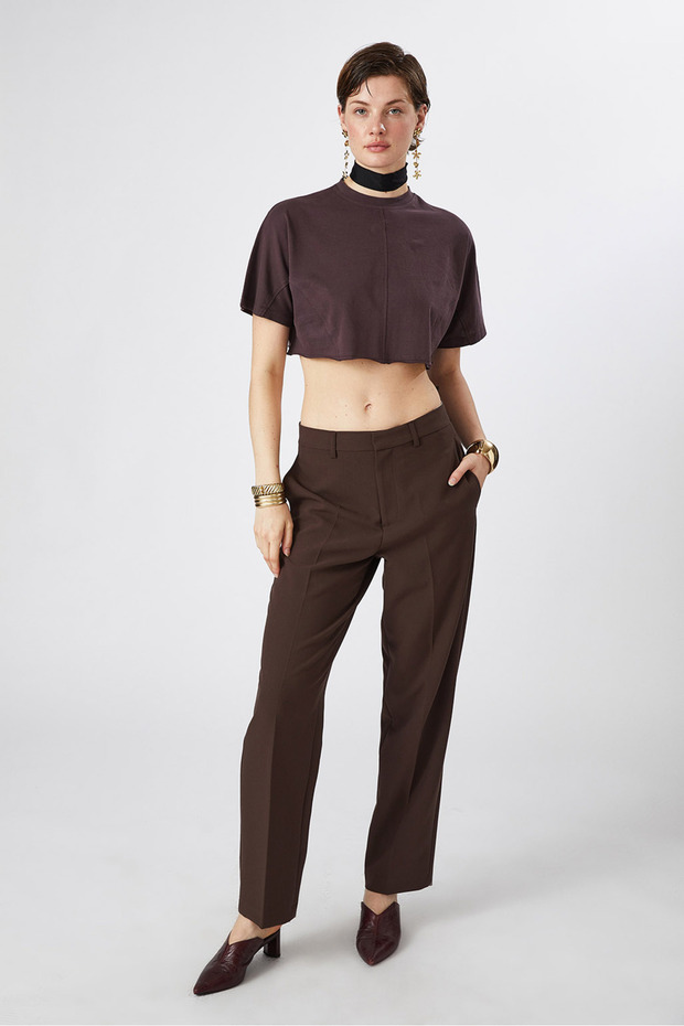 Dikiş Detaylı Crop Tshirt - 2