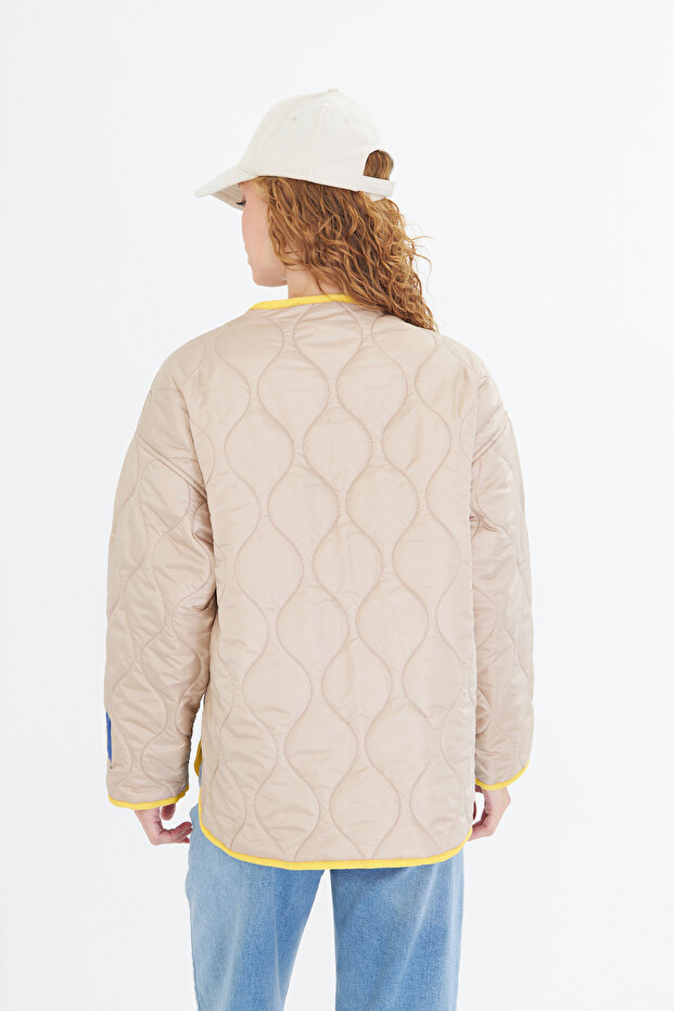 Renkli Oversize Kapitone Ceket - 8