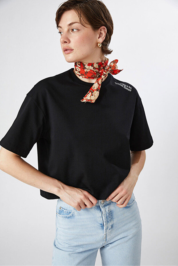 Baskılı Crop Tshirt - 1