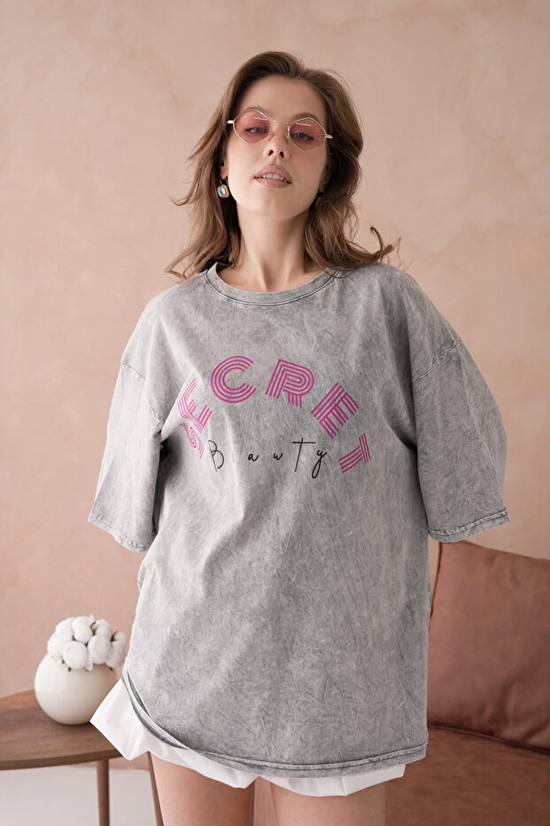 Printed Casual Basic T-Shirt - 1