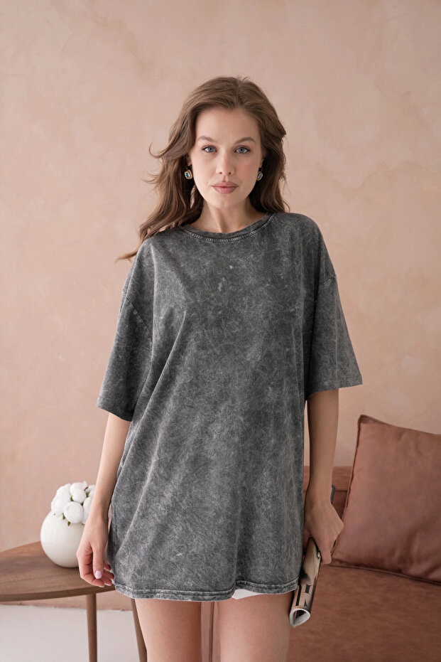 Taş İşlemeli Salaş Basic T-Shirt - 4