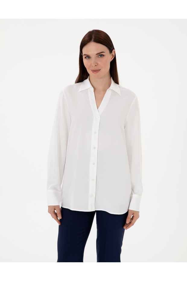 White Comfort Fit Long Sleeve Shirt 50311566 -Vr013