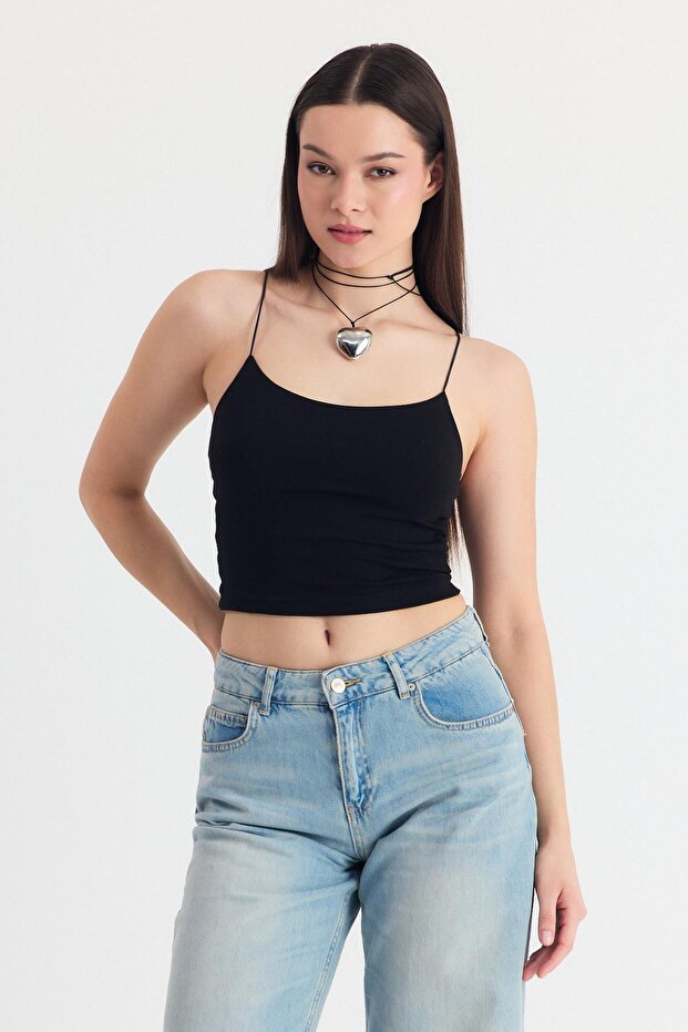 Black Thin Strap Fitted Basic Inertia 947 - 6