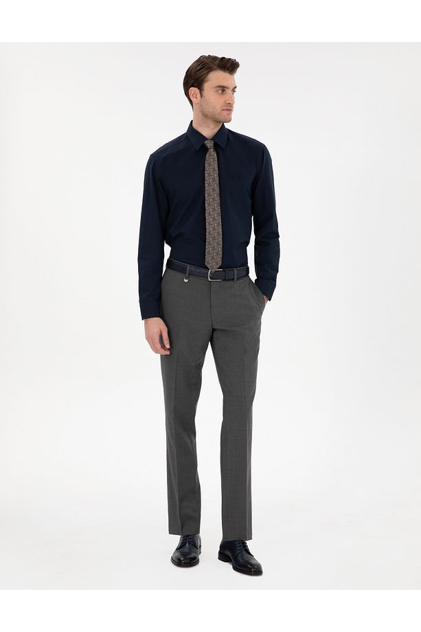 Lacivert Regular Fit Uzun Kollu Basic Gömlek 50307198-VR033 - 4