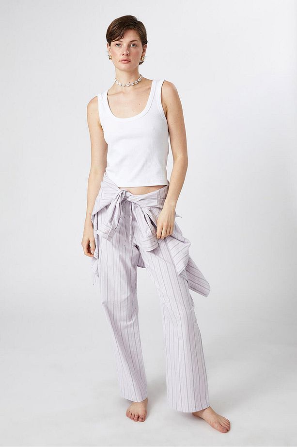 Bağcıklı Poplin Pantolon - 1