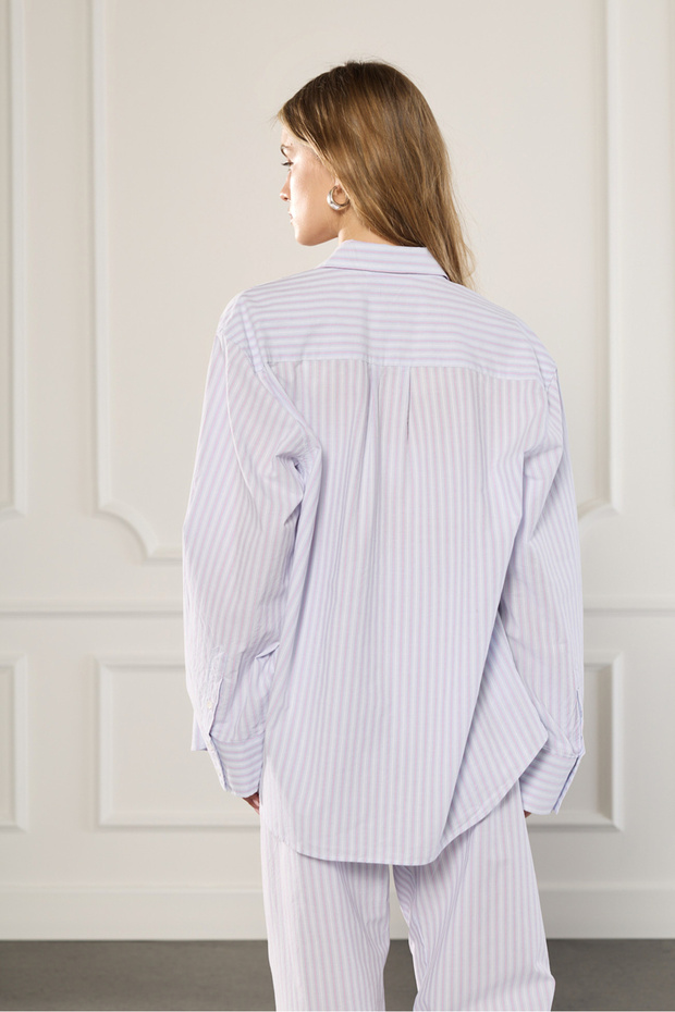 Çizgili Poplin Gömlek - 4