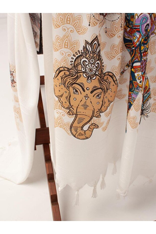 Baskılı Bambu Peştemal Plaj Havlusu - 5