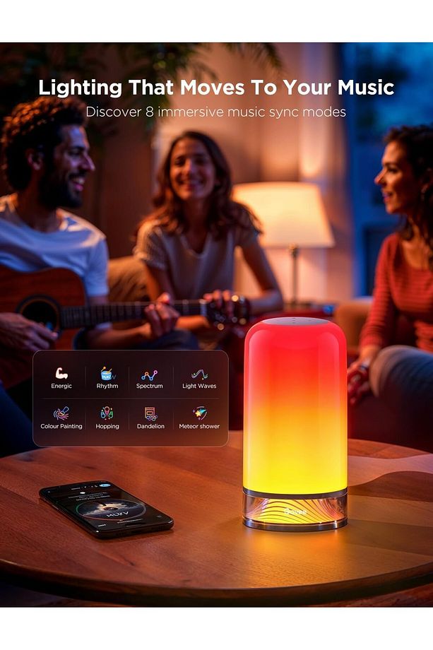Masa Lambası LED Gece Lambası Dokunmatik, Alexa Kontrollü, RGBICWW, 64 Sahne Modu - 4