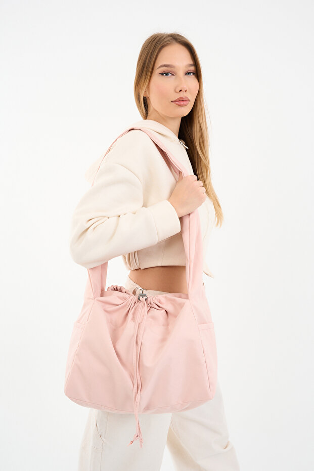 Suede Bayb Pink Tote Bag / Dust Pink Suede School Shoulder Bag Suitable for Cross Use (50*30)