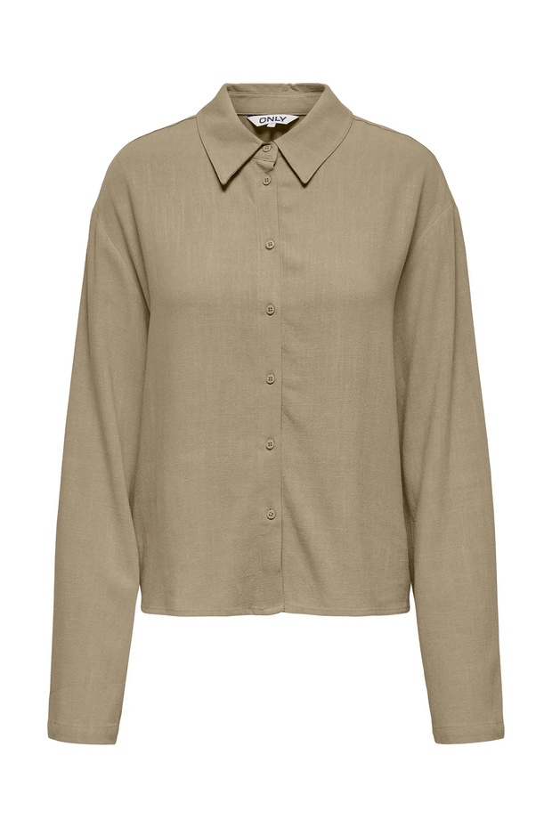 Women's Onlsolvı Relaxed Fit Long Sleeve Linen Shirt 15338695 Beige