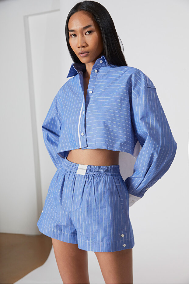 Çizgili Kontrast Boxer Şort - 2