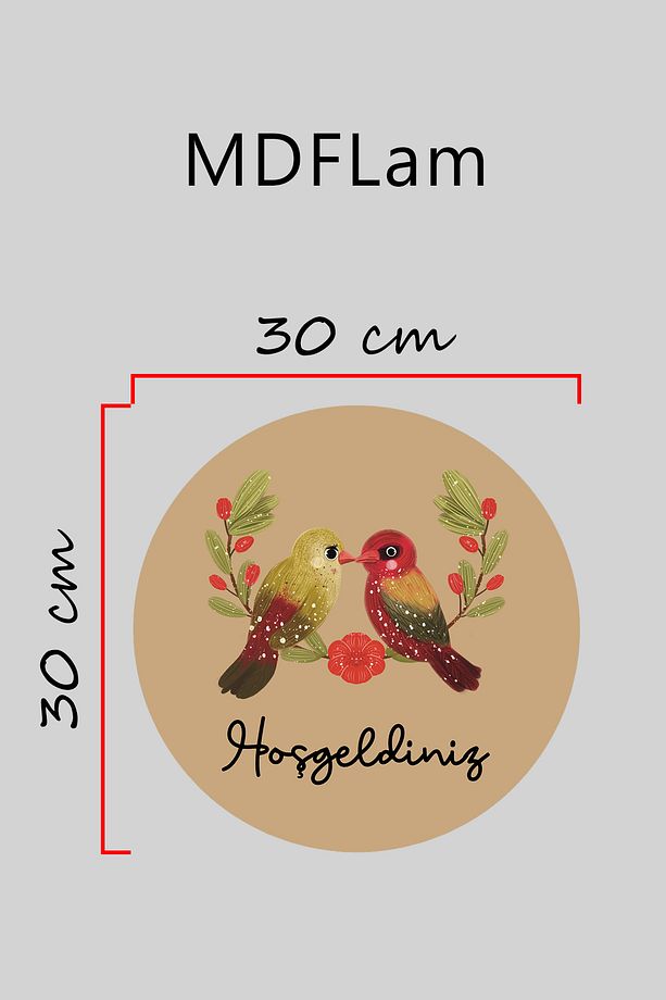 Dijital Baskı kahverengi, çift kuşlar desenli Kapı süsü, Duvar Süsü - 3