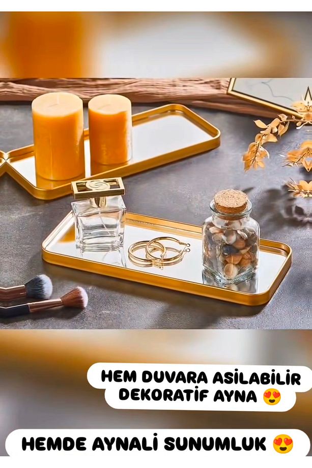 Gold Aynalı Sunumluk ve duvar Dekoru olarak kullanılır - 1