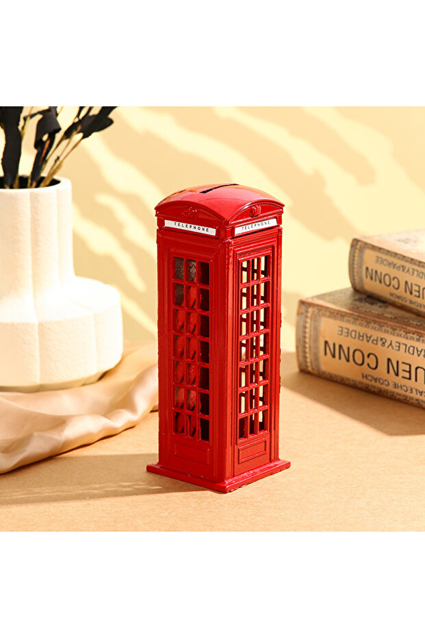 Red 18X7 Metal Bill Container with Piggy Bank