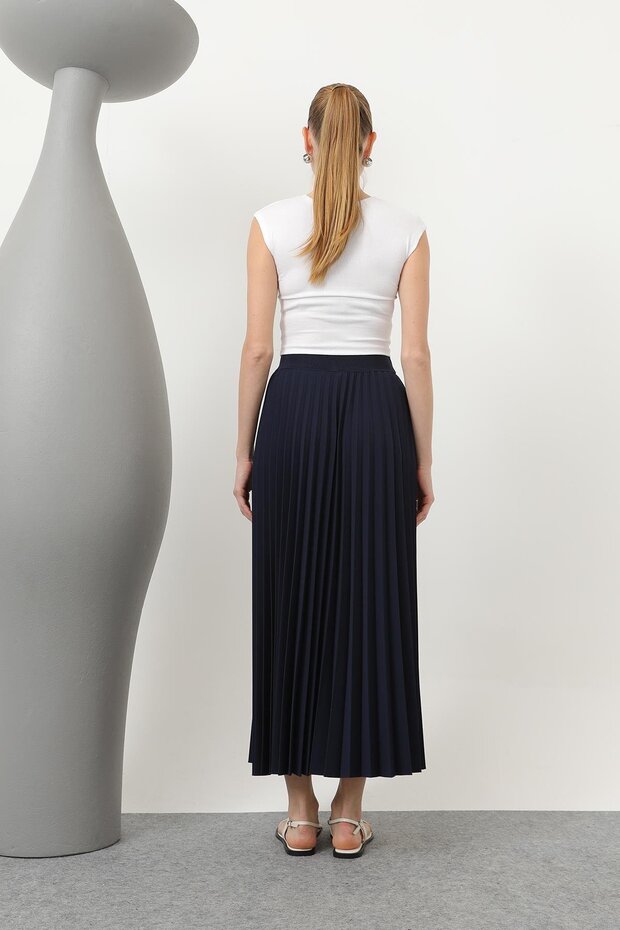 Kadın Pliseli Etek - 18232RTK - NAVY - 4