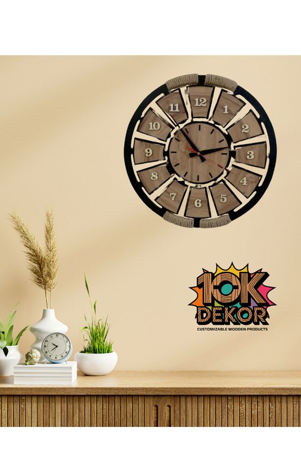 Ahşap Halatlı Dekoratif Duvar Saati - 3