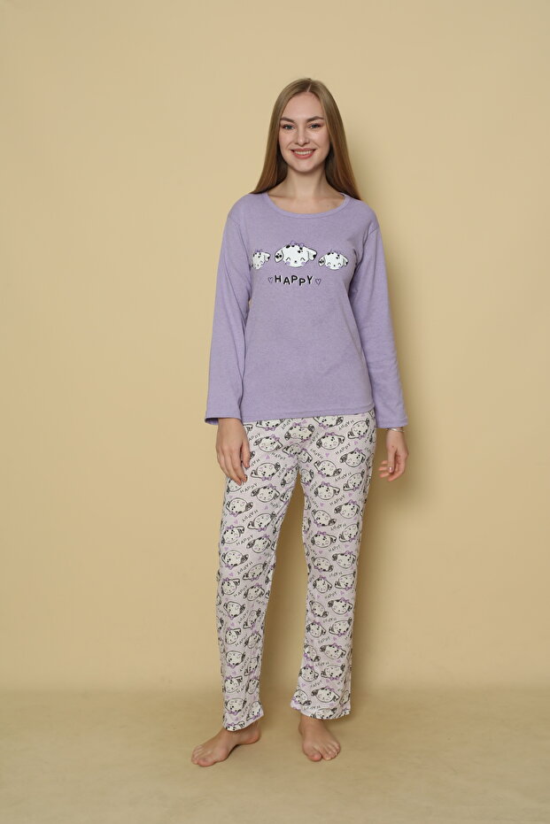 Women's Jersey Crew Neck Long Sleeve Pajama Set