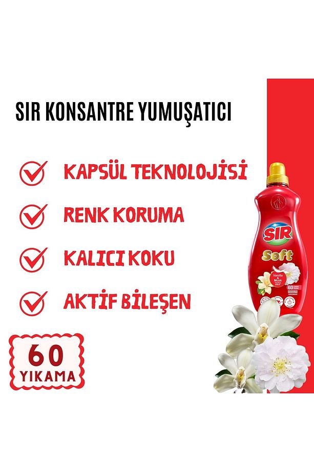 Konsantre Çamaşır Yumuşatıcısı Vanilya & Misk 1440 ml 60 Yıkama 4 Adet - 2