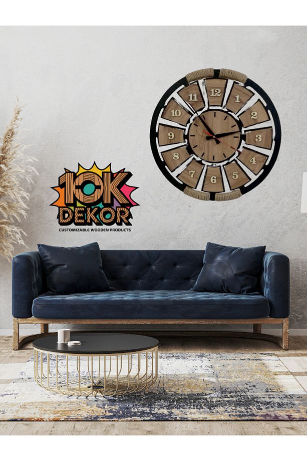 Ahşap Halatlı Dekoratif Duvar Saati - 4