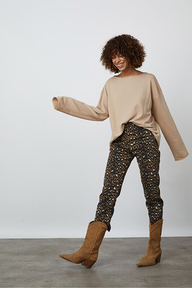 Kayık Yaka Oversize Sweatshirt - 2