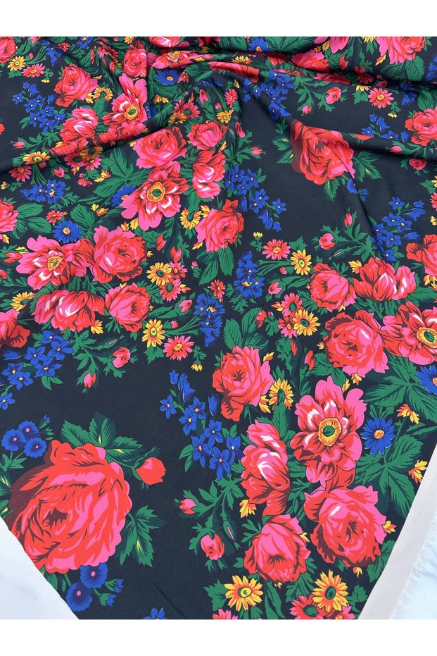 Turkmen Flower Pattern Crepe Fabric Dress Skirt Shirt for Baggy Dress 2 Pieces Shirt for 3 Pieces Skirt