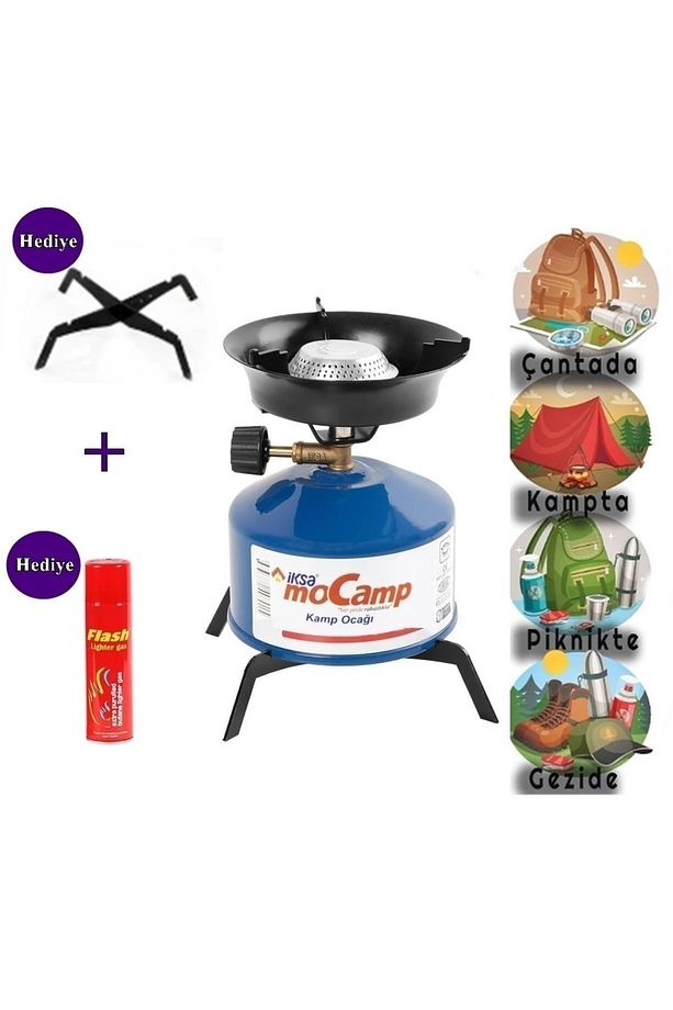 Mini Piknik Tüpü Balkon Ocağı Çakmak Gazı İle Dolum Yapılan Mini Kamp Ocağı İksa Çakmak Gazlı - 1