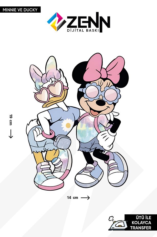 Minnie ve Ducky Ütü İle Yapışan Dtf Baskı - 1