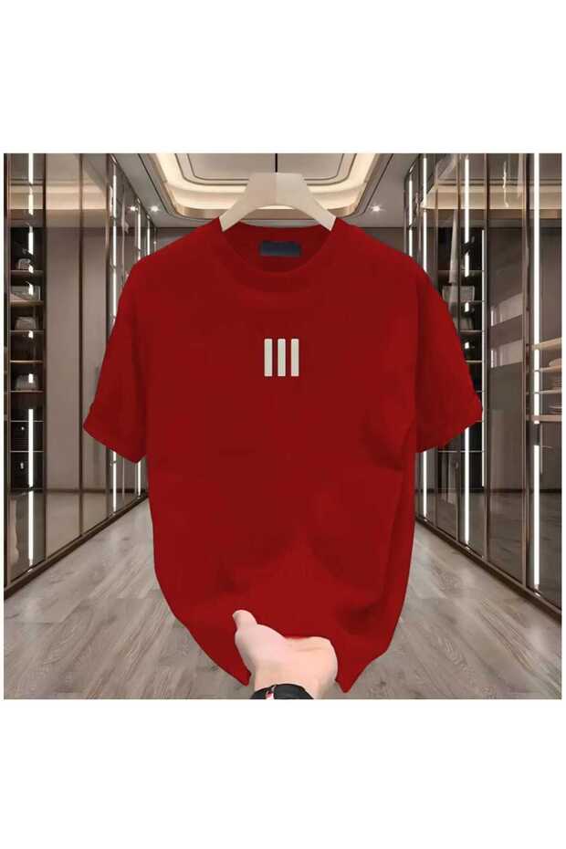 Maloçbey 3 Line Printed Oversize Unisex Basic O-Neck T-Shirt