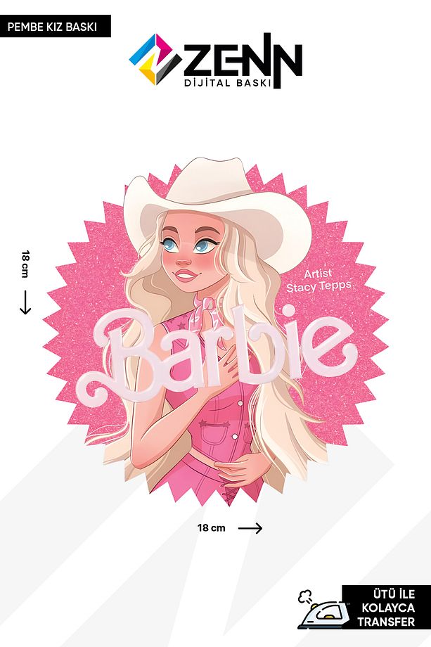 Pembe Kız Ütü İle Yapışan Dtf Baskı - 1
