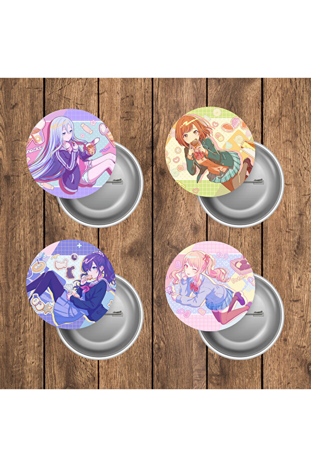 Pjsekai Project Sekai Hatsune Miku Nightcord at 25 Anime Buton Rozet Seti (44mm) - 1