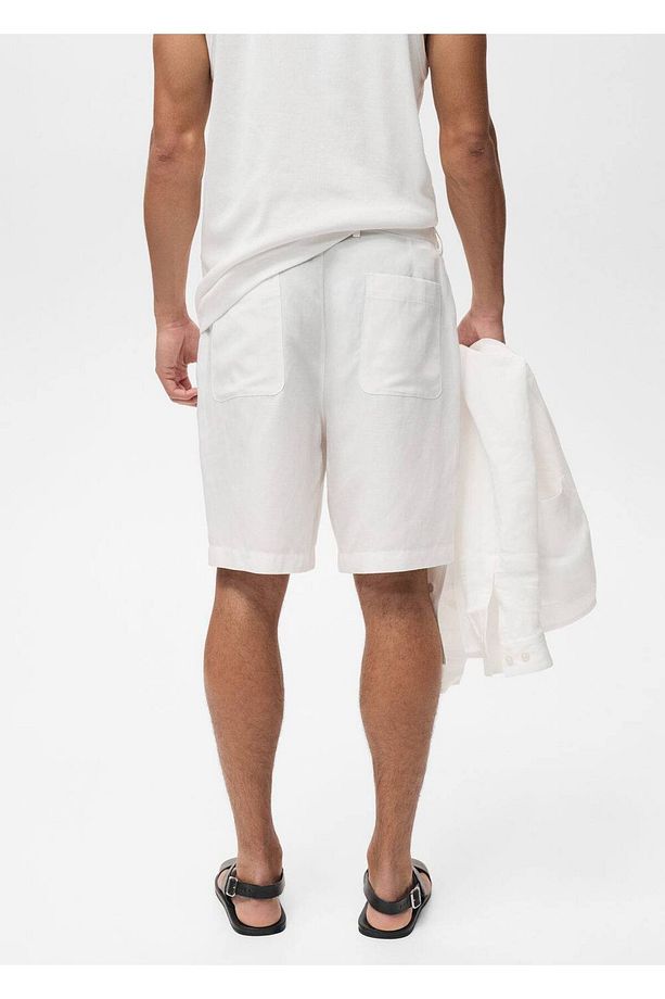 Slim Fit Lyocell Keten Bermuda Şort - 4
