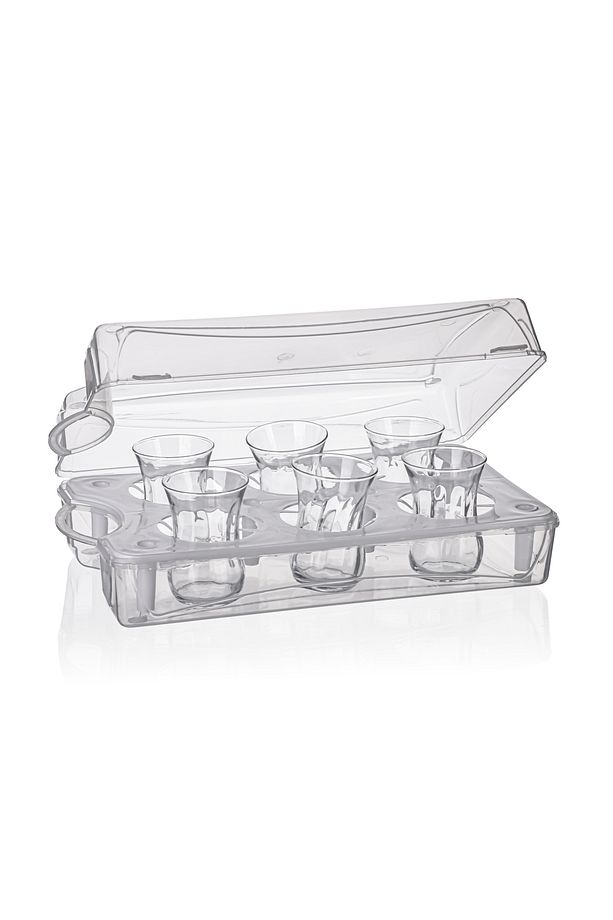 Piknik ve Seyahat İçin Çay Bardak Taşıma Kutusu 6 lı Kapaklı Organizer - 3