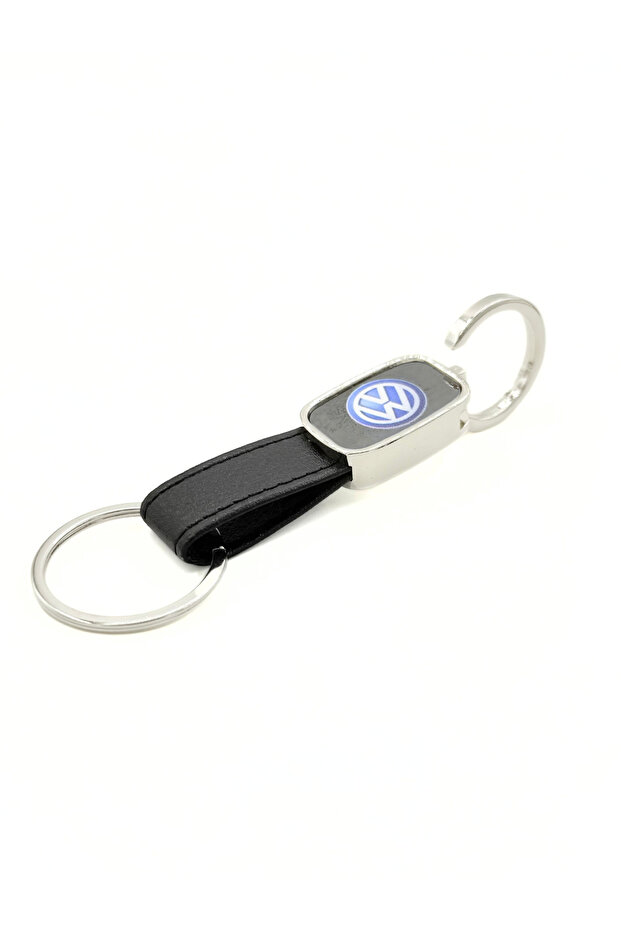 Leather / Steel Keychain with Logo, Steel Keychain