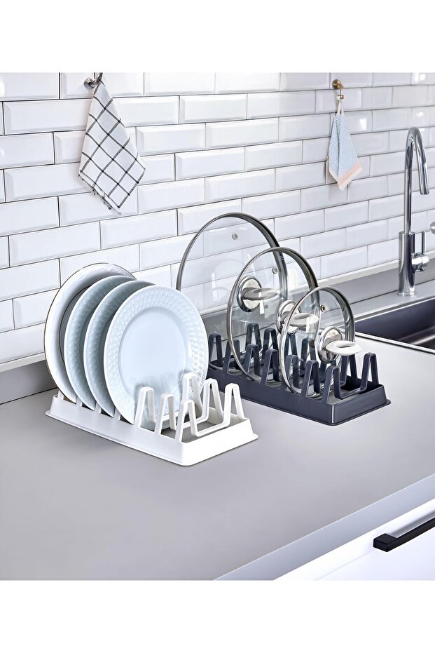 منظم غطاء الوعاء - منظم غطاء الوعاء ذو 6 أقسام داخل الخزانة