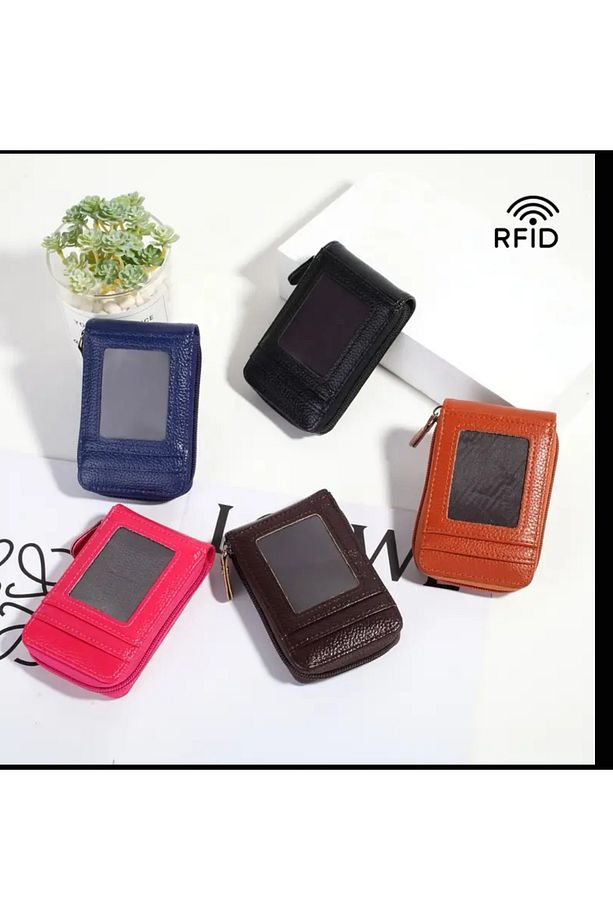 Zipper Kredi Kartı Tutucu, RFID Engelleme Debriyaj Cüzdanı 12 Kart Yuvası - 3