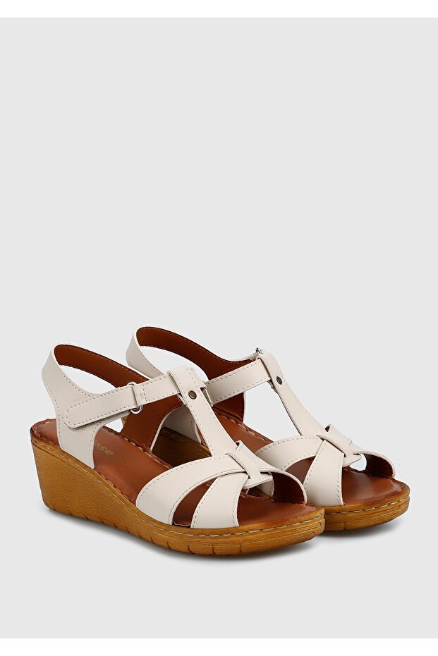 Bej Kadın Konfor Sandalet - 2